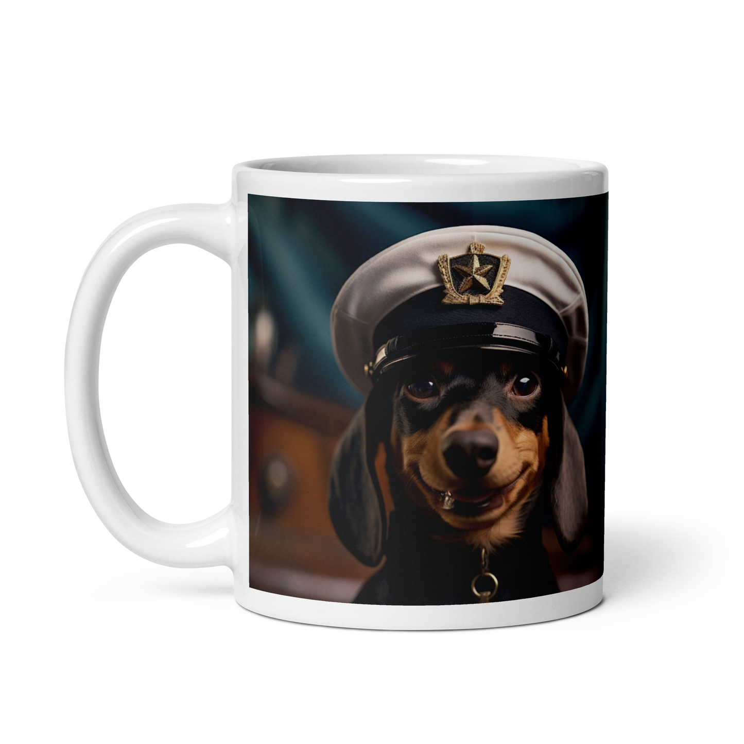 Dachshund NavyOfficer White glossy mug