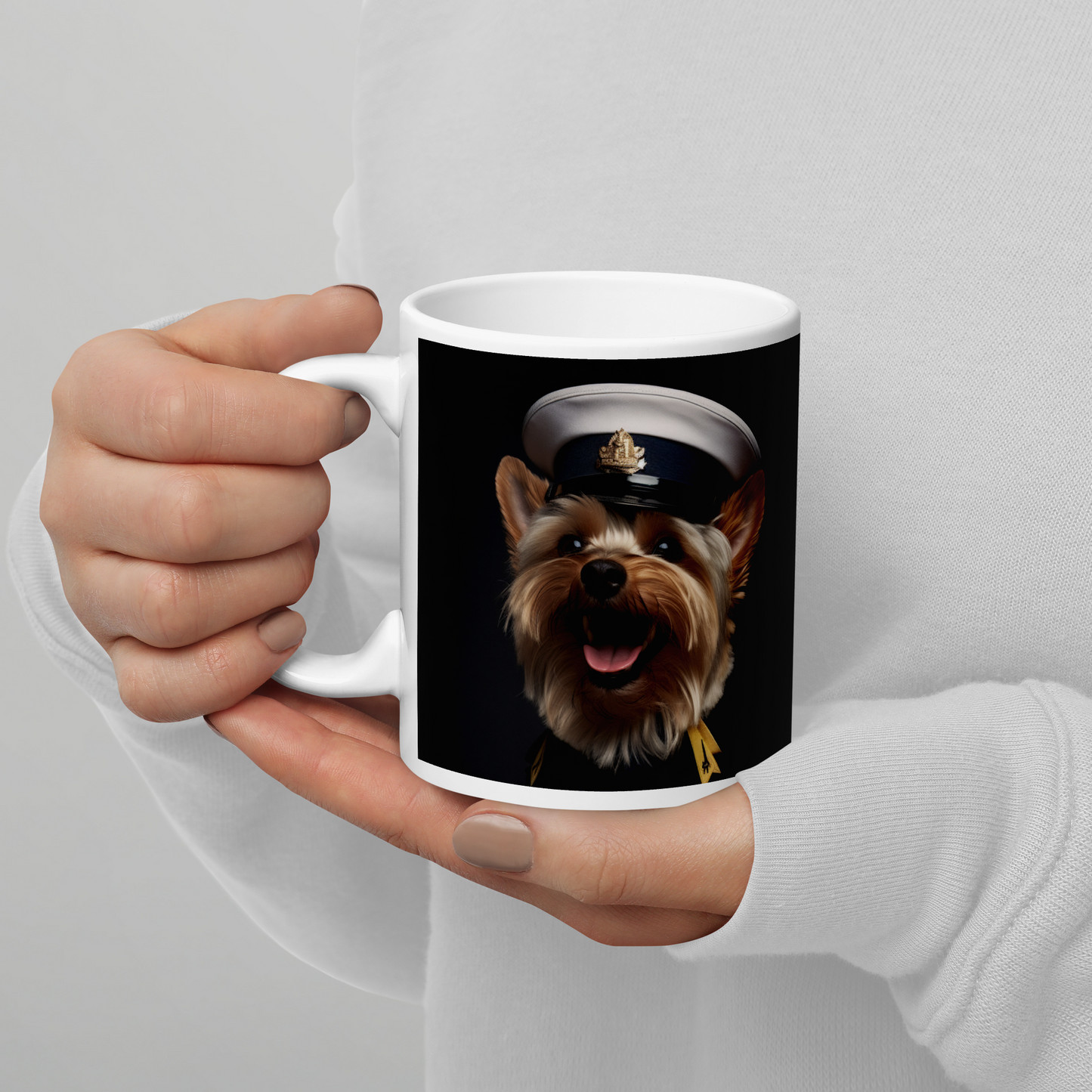 Yorkshire Terrier NavyOfficer White glossy mug