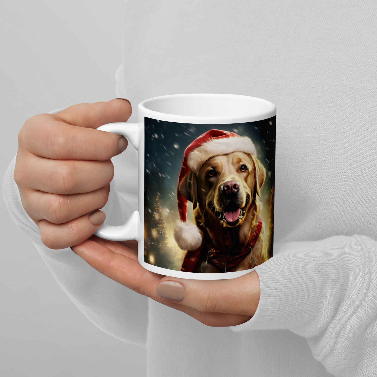 Labrador Retriever Christmas White glossy mug