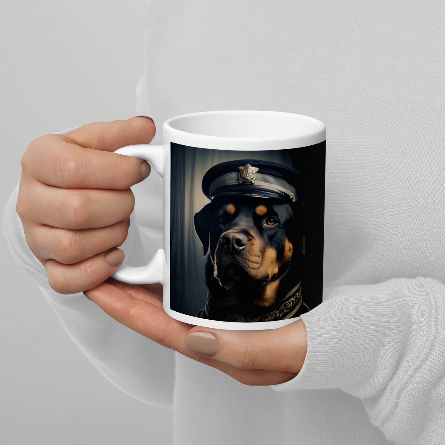 Rottweiler NavyOfficer White glossy mug