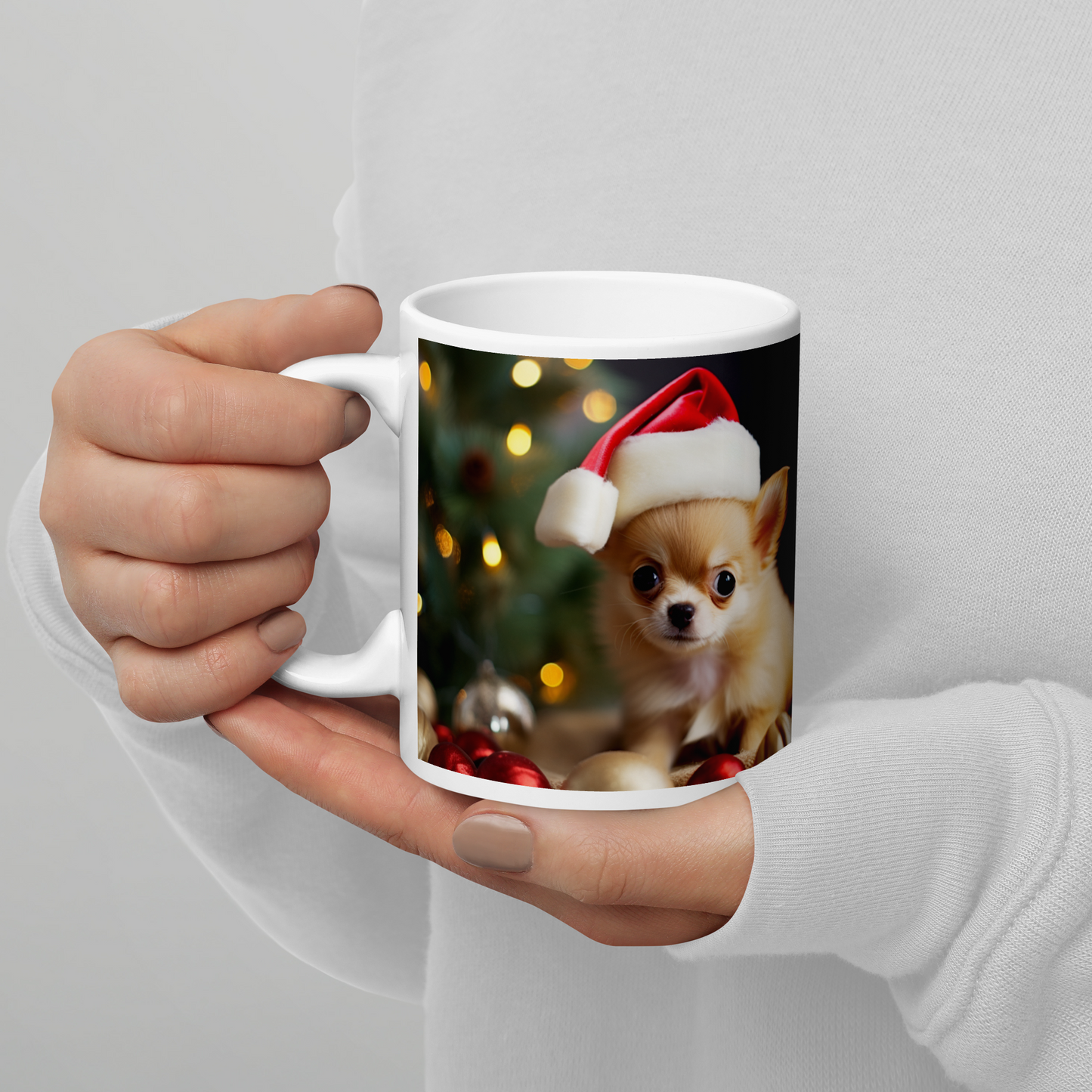 Chihuahua Christmas White glossy mug