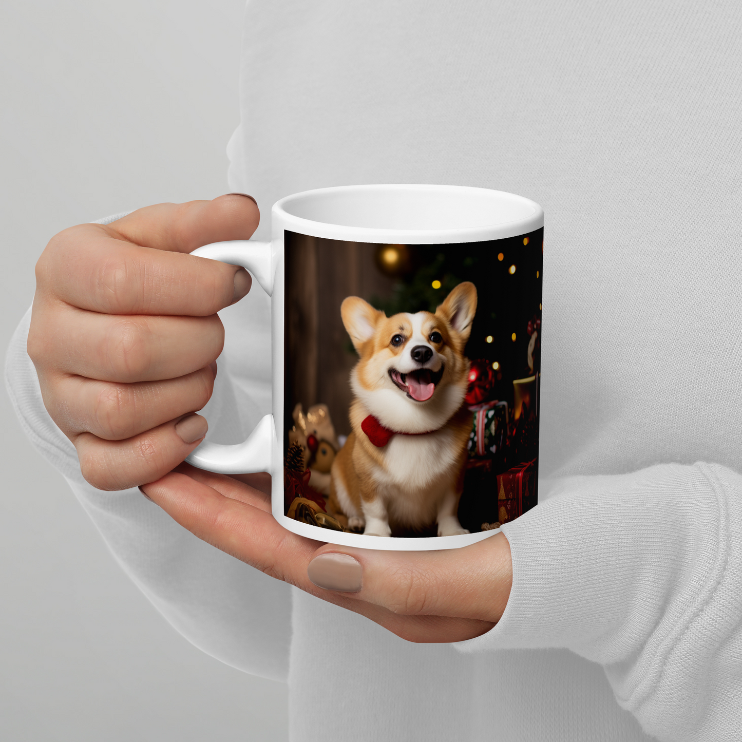 Pembroke Welsh Corgi Christmas White glossy mug