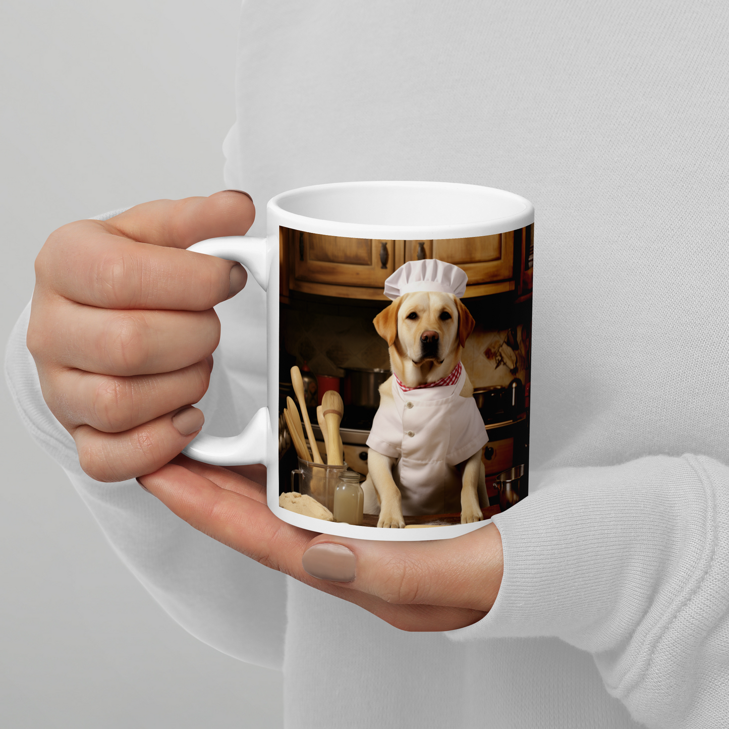 Labrador Retriever Chef White glossy mug