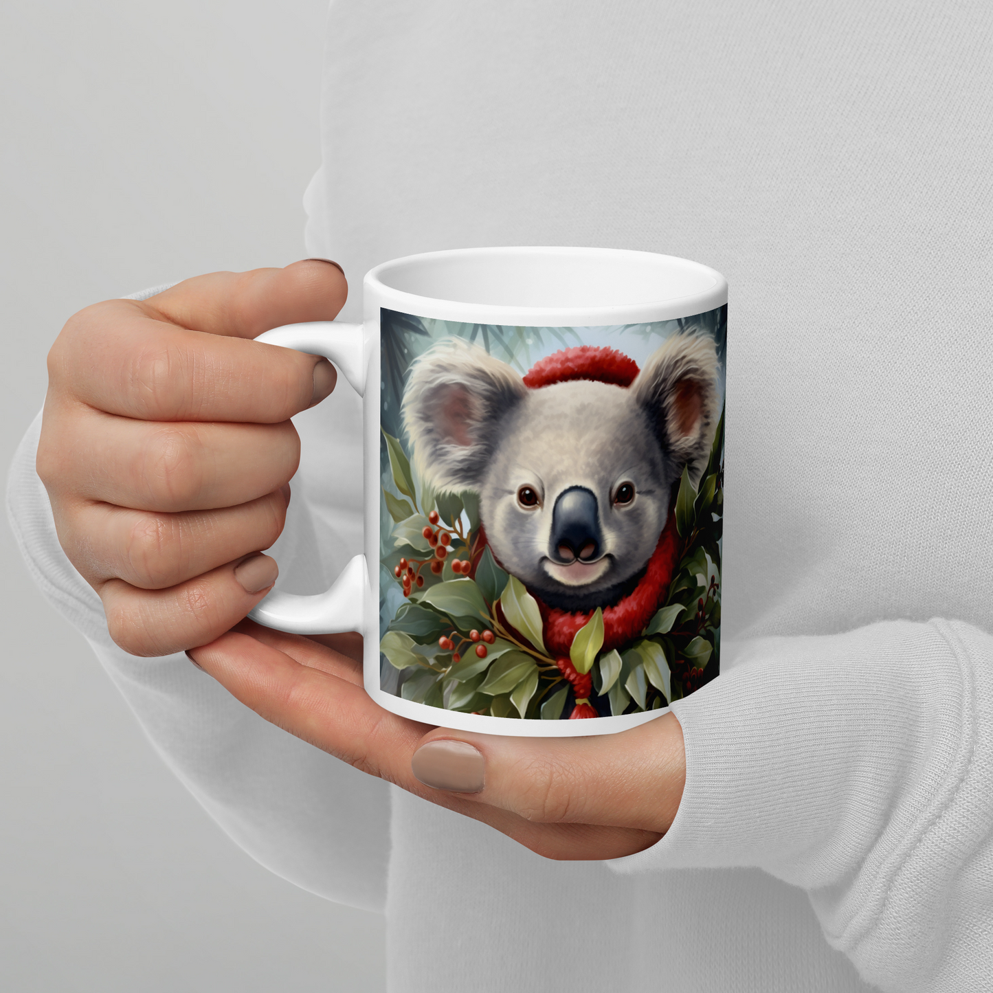 Koala Christmas White glossy mug