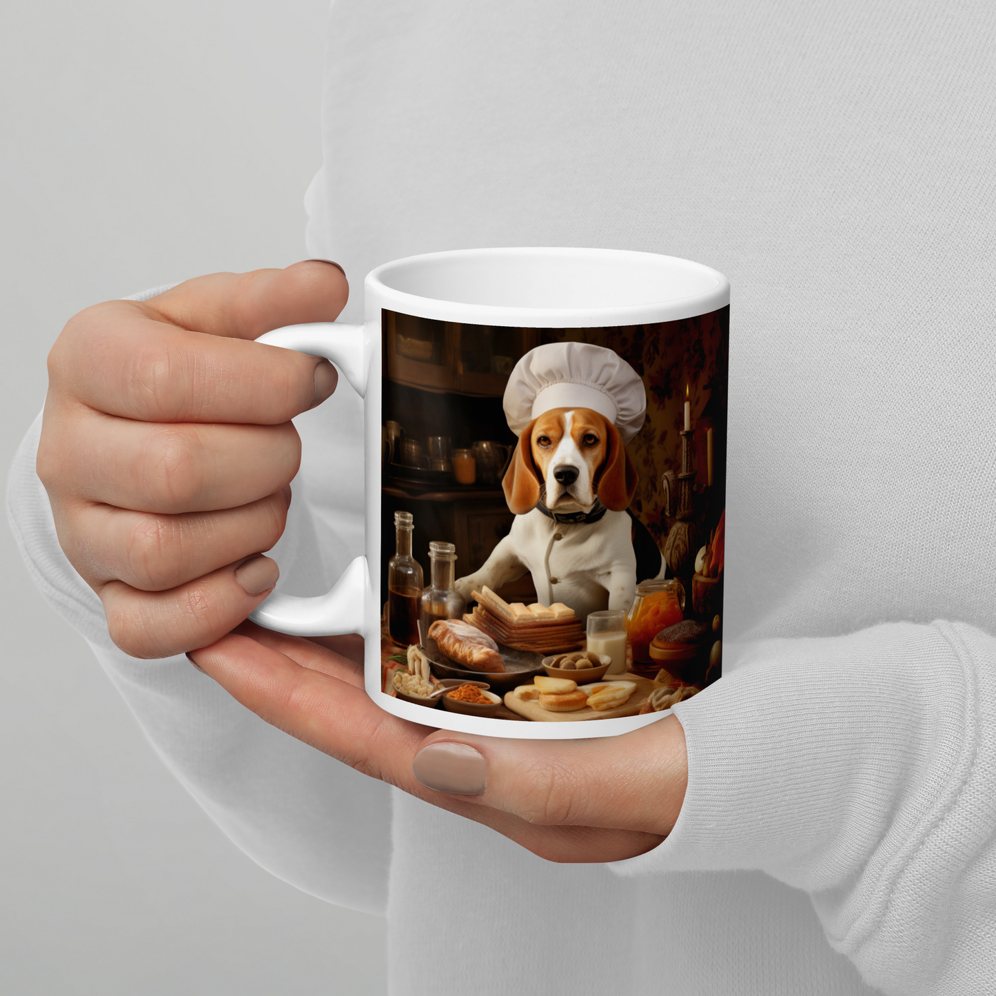 Beagle Chef White glossy mug