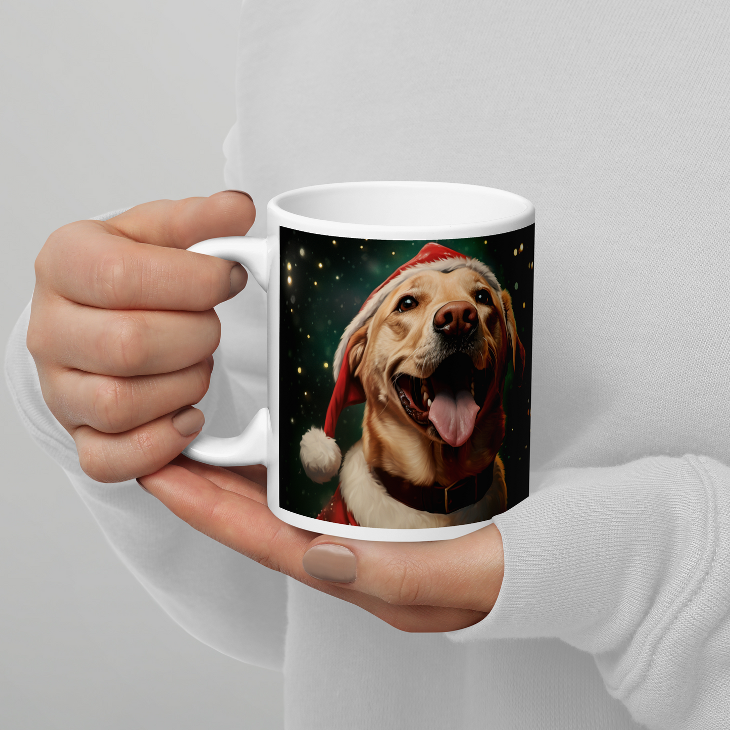 Labrador Retriever Christmas White glossy mug