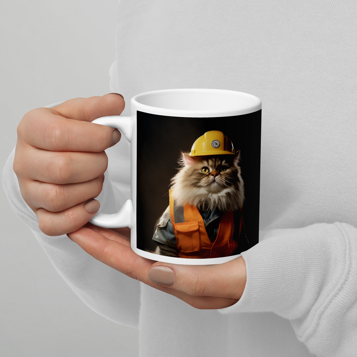 Persian ConstructionWorker White glossy mug