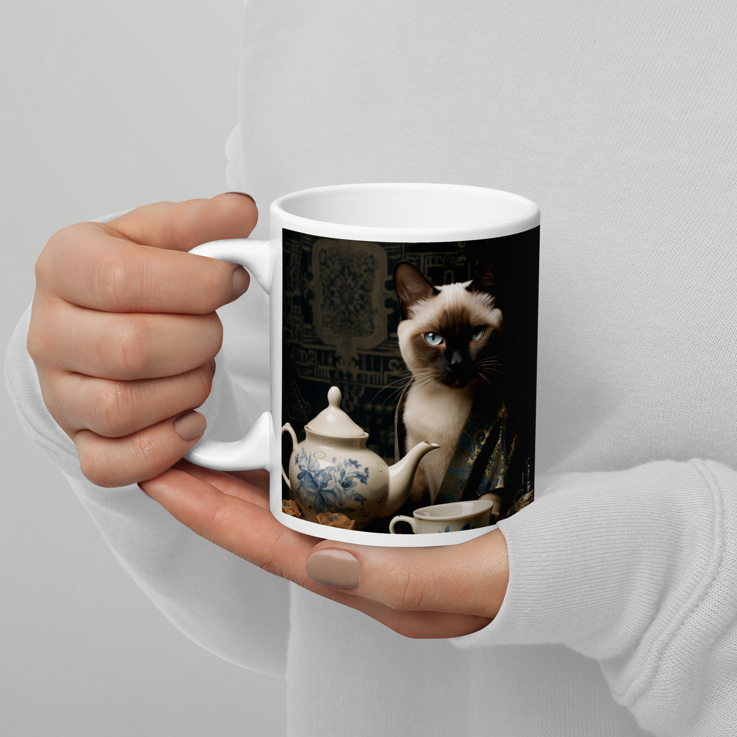 Siamese Chef White glossy mug