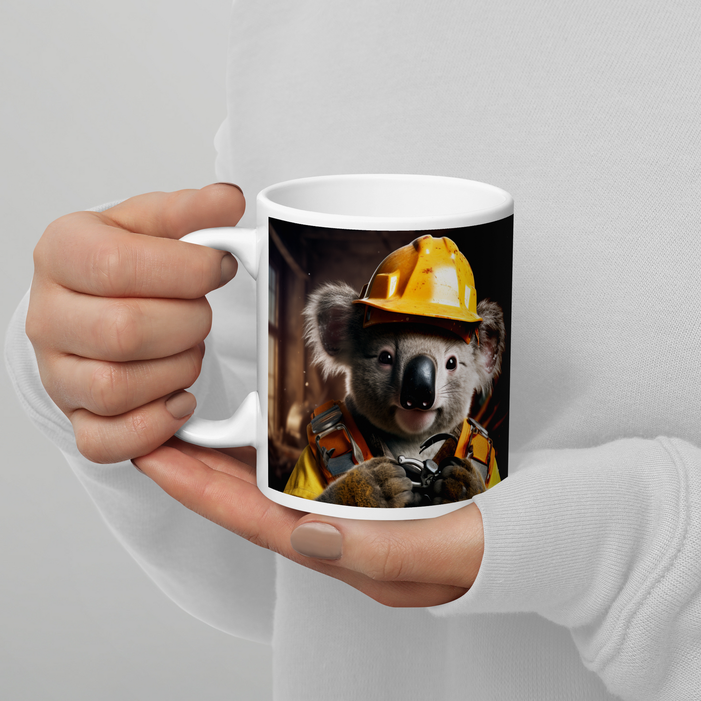 Koala ConstructionWorker White glossy mug