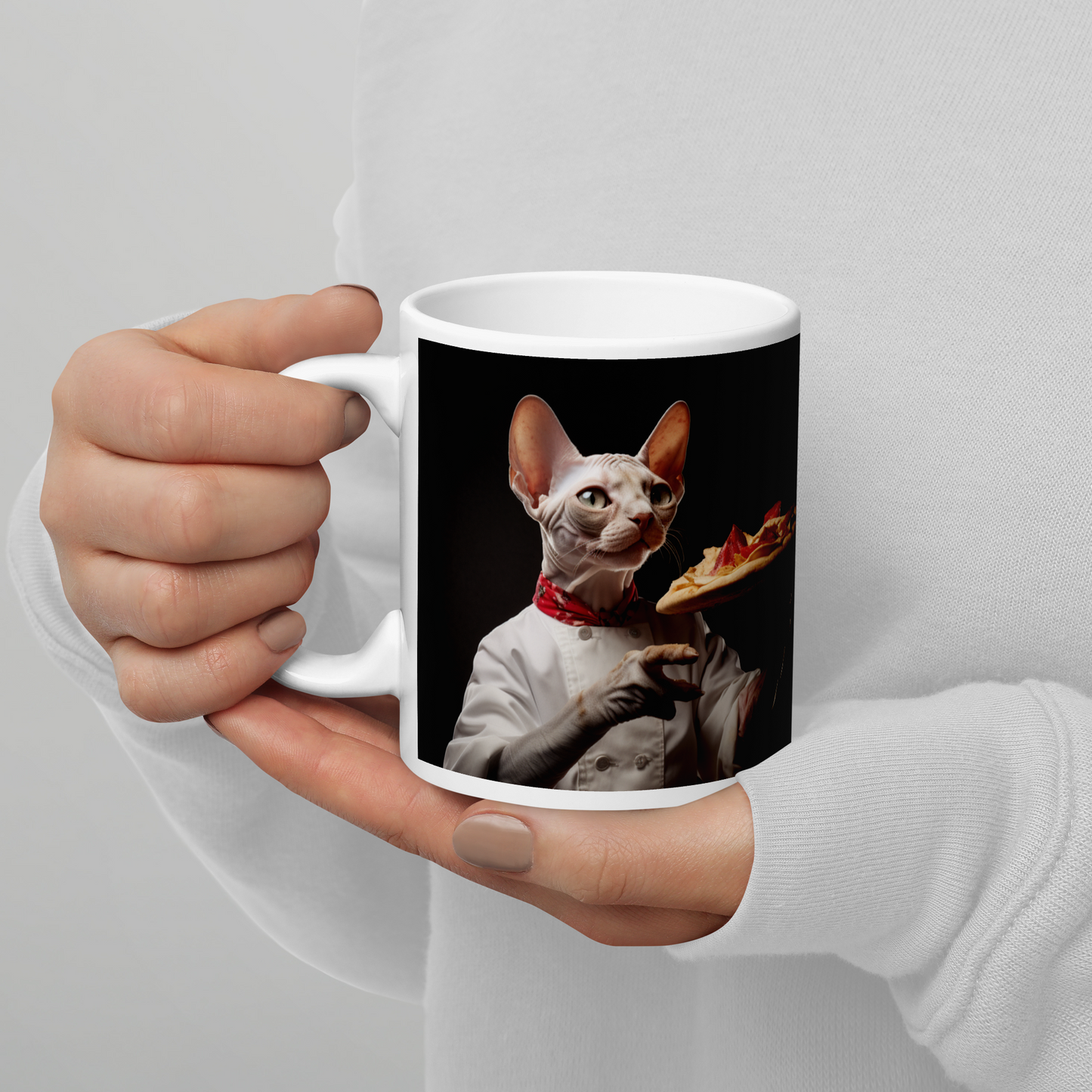 Sphynx Chef White glossy mug