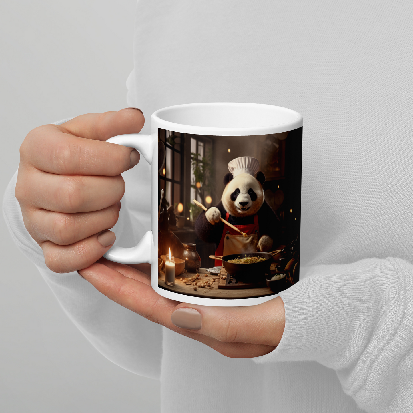 Panda Chef White glossy mug