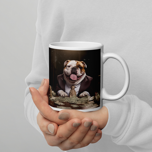 Bulldog Millionaire White glossy mug