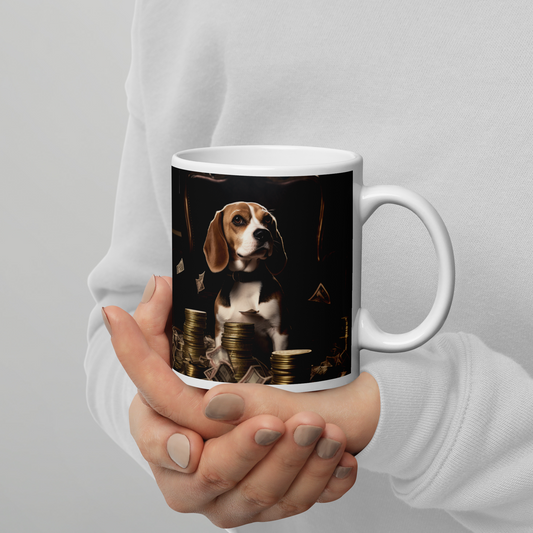 Beagle Millionaire White glossy mug