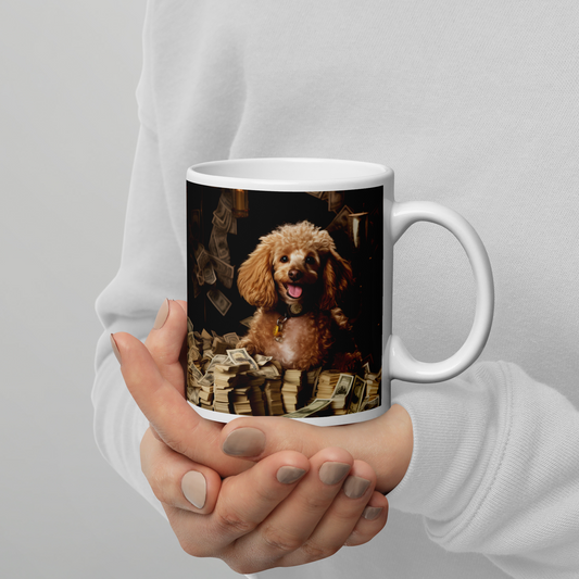 Poodle Millionaire White glossy mug