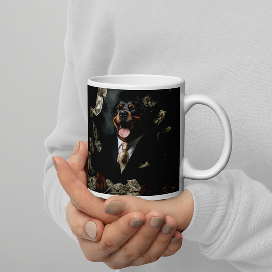 Rottweiler Millionaire White glossy mug