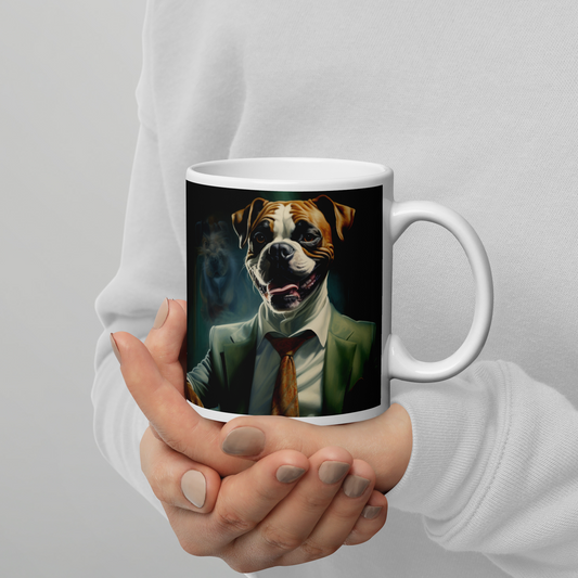 Boxer Millionaire White glossy mug