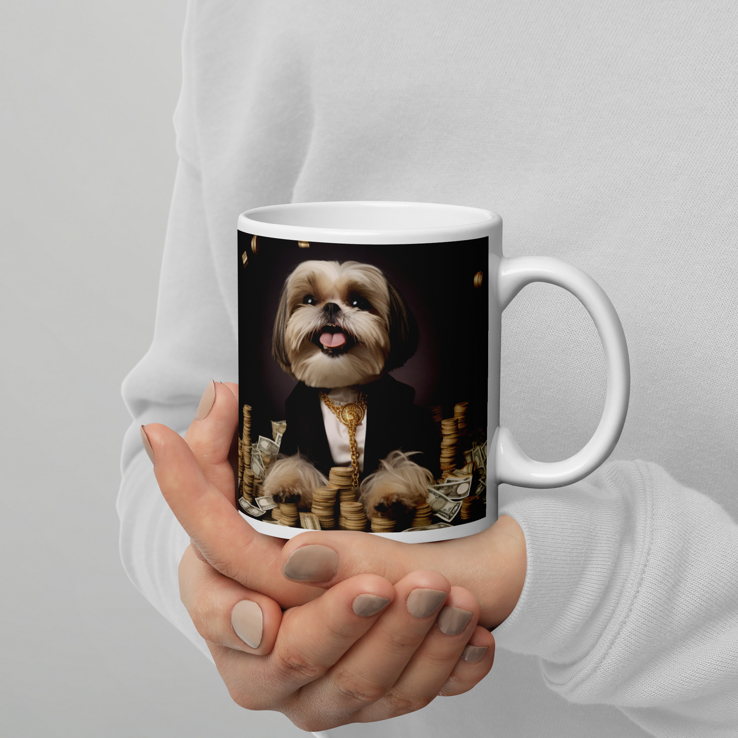 Shih Tzu Millionaire White glossy mug