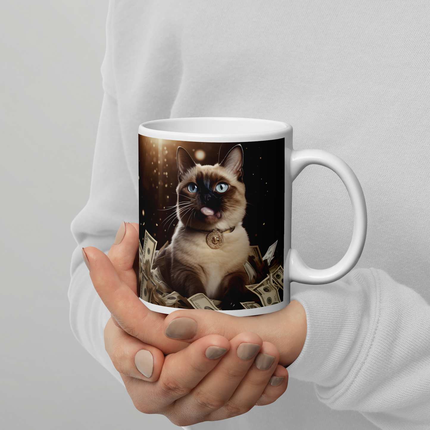 Siamese Millionaire White glossy mug