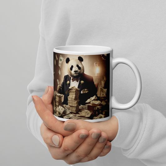 Panda Millionaire White glossy mug