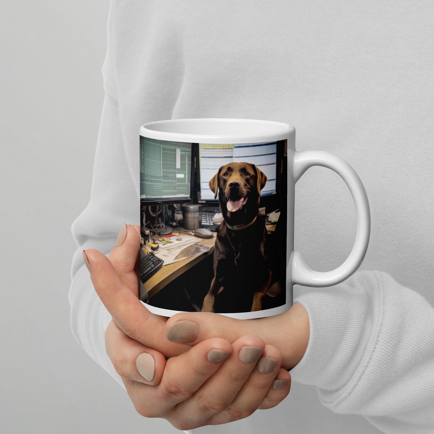 Labrador Retriever Stock Trader White glossy mug