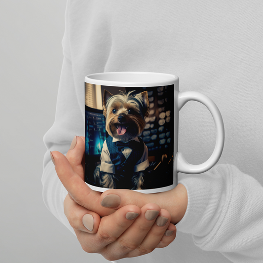 Yorkshire Terrier Stock Trader White glossy mug