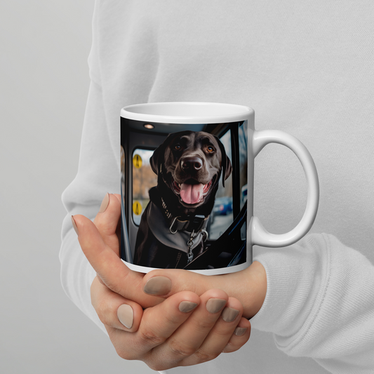 Labrador Retriever Bus Driver White glossy mug