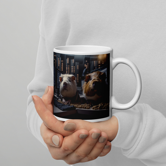 Guinea Pigs Stock Trader White glossy mug