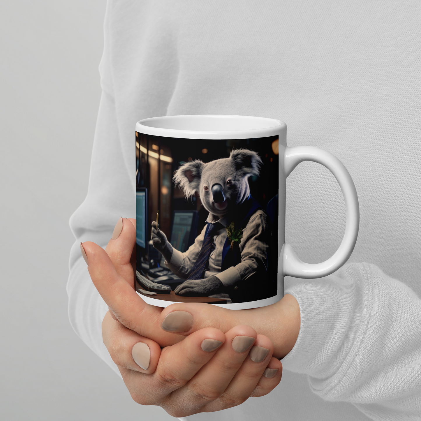 Koala Stock Trader White glossy mug