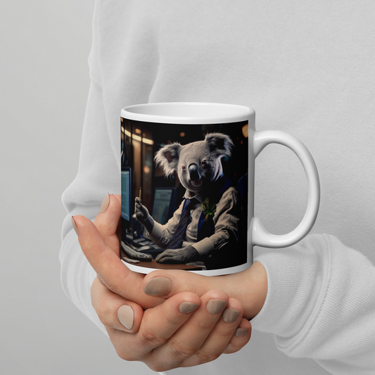 Koala Stock Trader White glossy mug