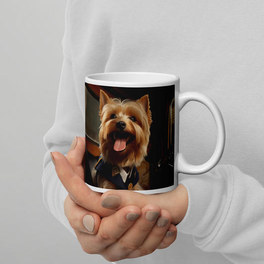 Yorkshire Terrier Bus Driver White glossy mug