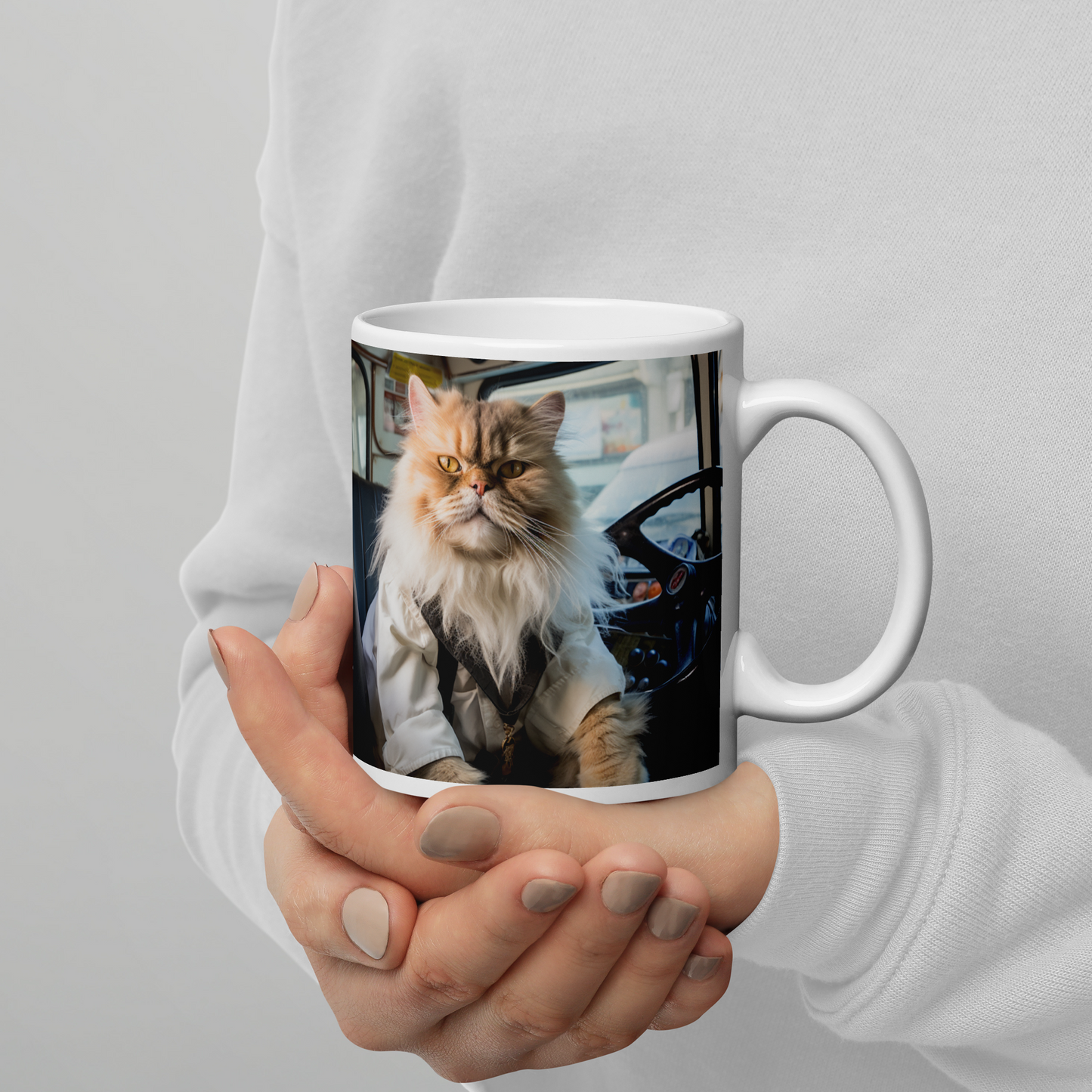 Persian Bus Driver White glossy mug