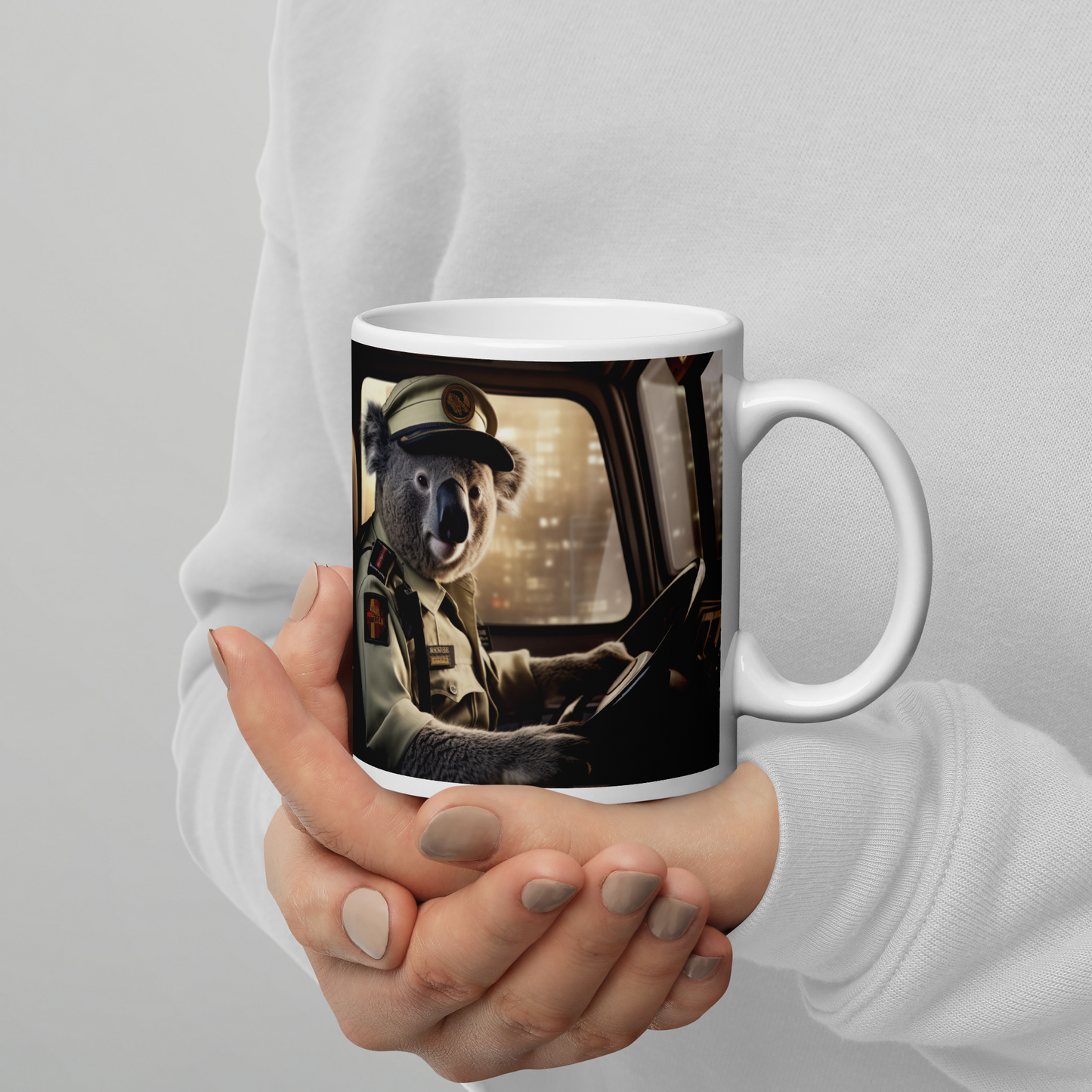 Koala Bus Driver White glossy mug