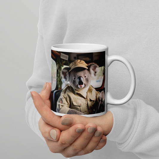 Sloth Bus Driver White glossy mug