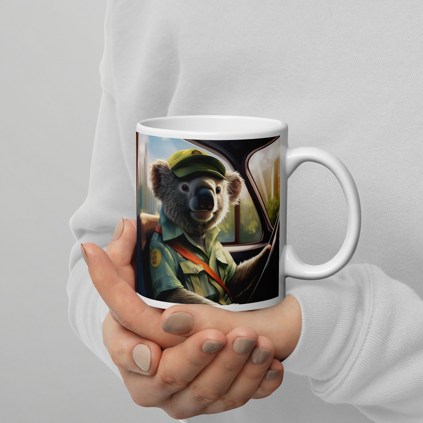 Koala Bus Driver White glossy mug