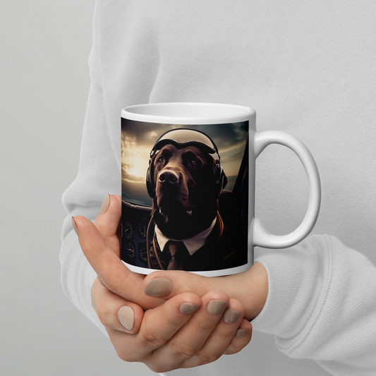Labrador Retriever Air Force Officer White glossy mug