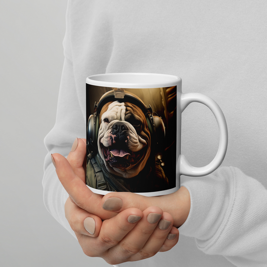 Bulldog Air Force Officer White glossy mug