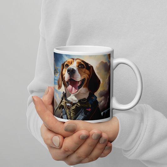 Beagle Air Force Officer White glossy mug