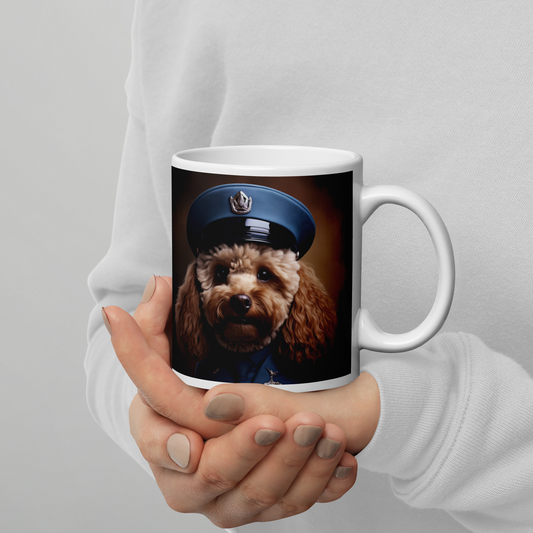 Poodle Air Force Officer White glossy mug