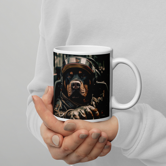 Rottweiler Air Force Officer White glossy mug