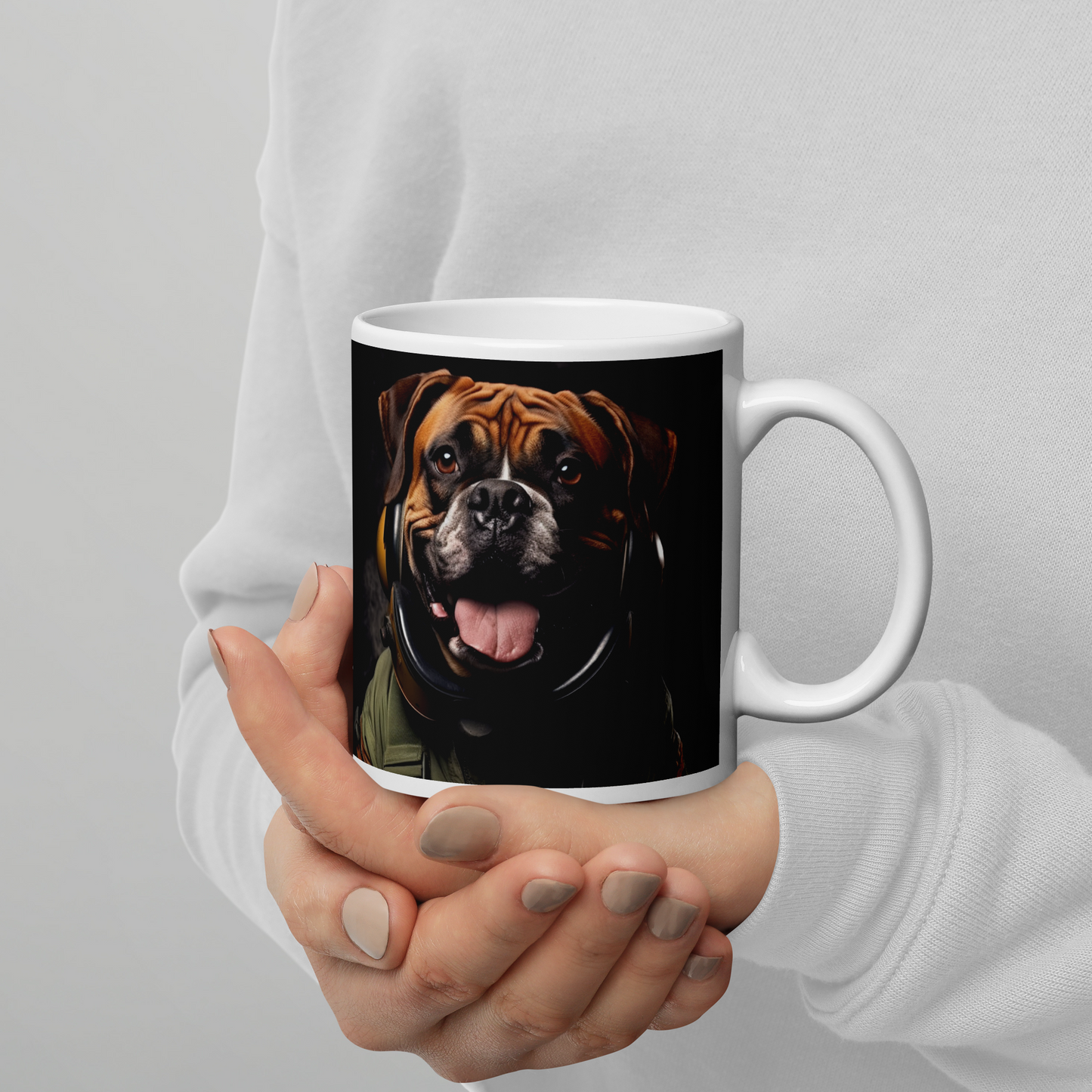 Boxer Air Force Officer White glossy mug