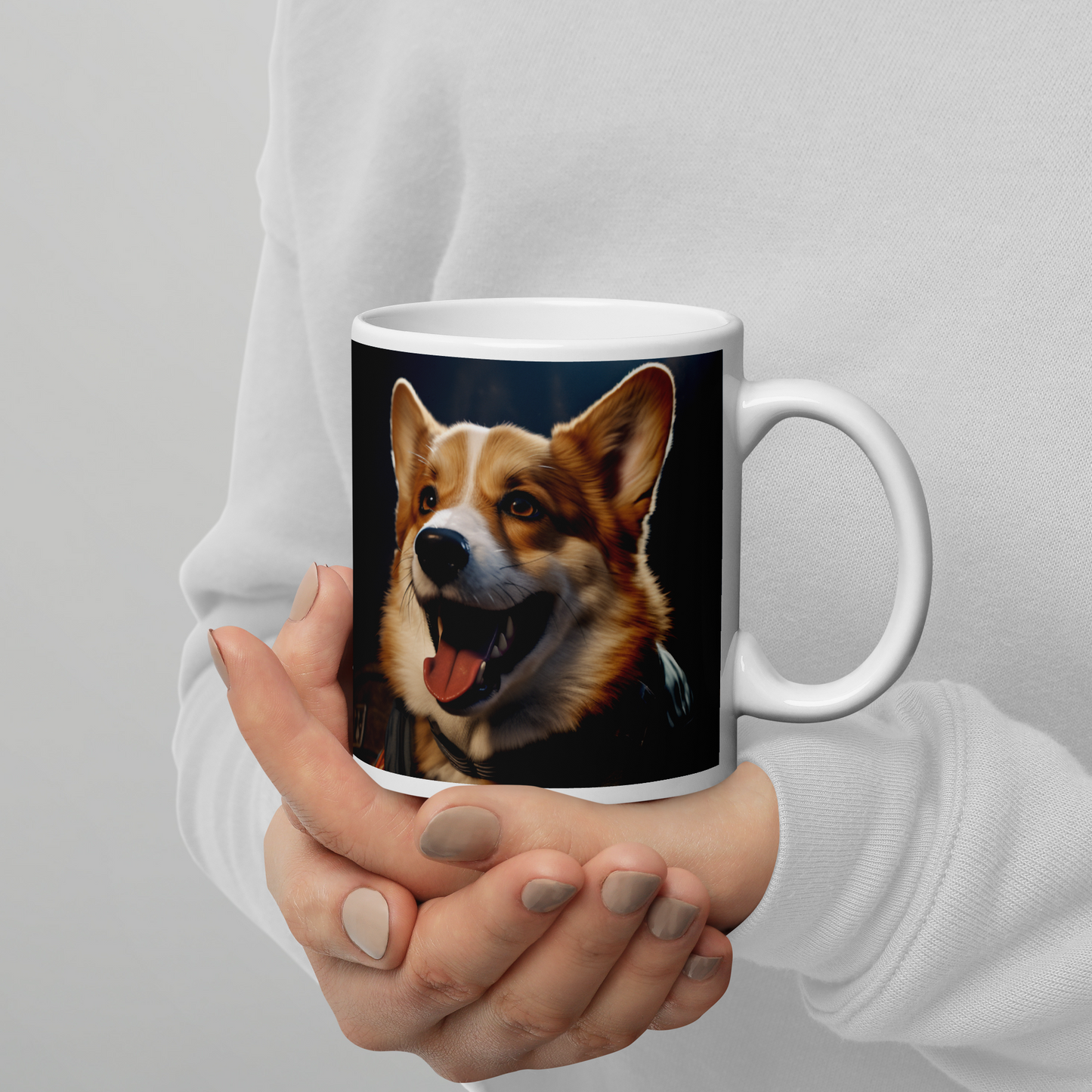 Pembroke Welsh Corgi Air Force Officer White glossy mug