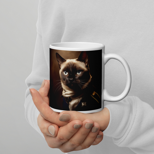 Siamese Air Force Officer White glossy mug