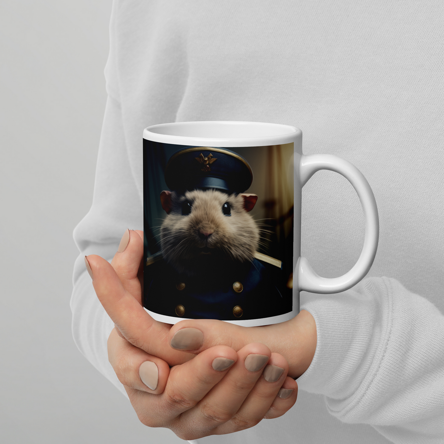 Guinea Pigs Air Force Officer White glossy mug