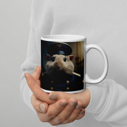 Guinea Pigs Air Force Officer White glossy mug