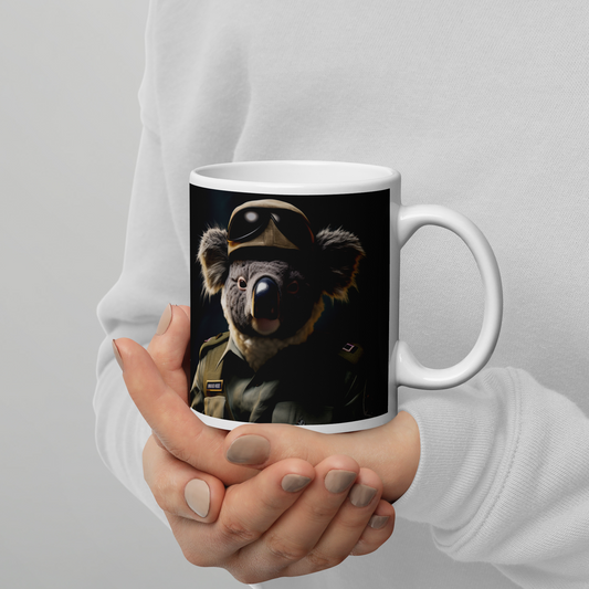 Koala Air Force Officer White glossy mug