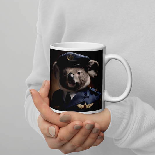 Koala Air Force Officer White glossy mug