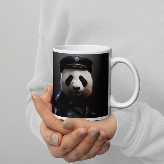 Panda Air Force Officer White glossy mug