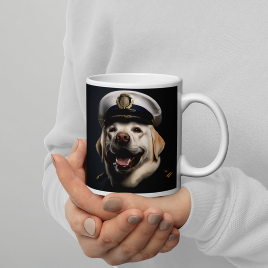 Labrador Retriever Airline Pilot White glossy mug