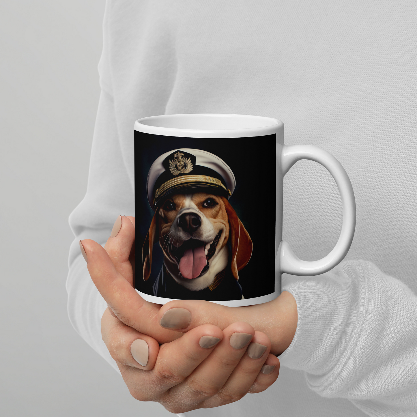 Beagle Airline Pilot White glossy mug