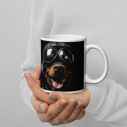 Rottweiler Airline Pilot White glossy mug